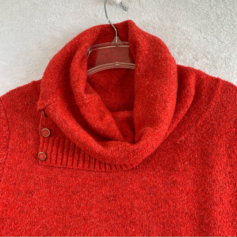 MNG By Mango Women's Size XL Red Long Sleeve Buttoned Turtleneck Knit Sweater - Picture 2 of 10